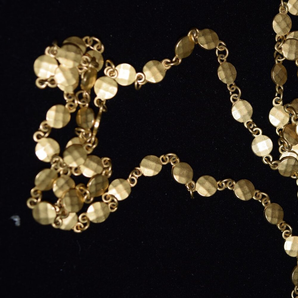 Long Gold Chain Necklace with Small Discs